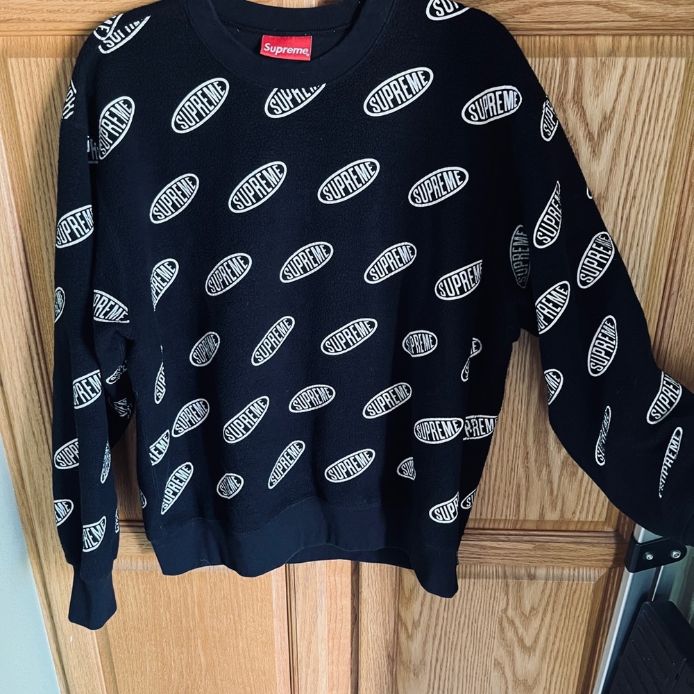Classic Supreme crewneck Liner Black Logo Men's Sweater Sweatshirt Medium